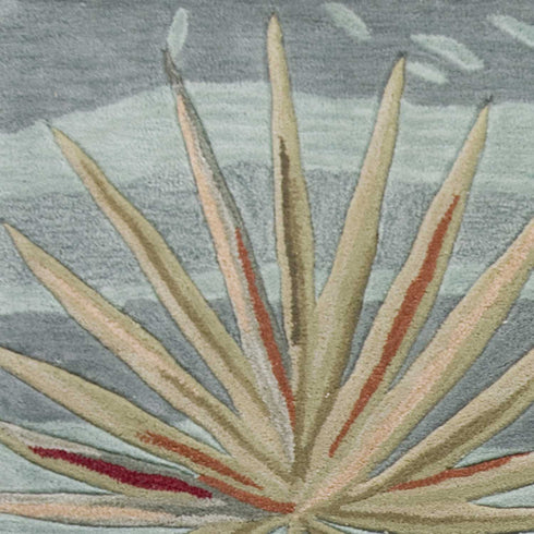 Seafoam Green Machine Woven Tropical Plants Indoor Area Rug